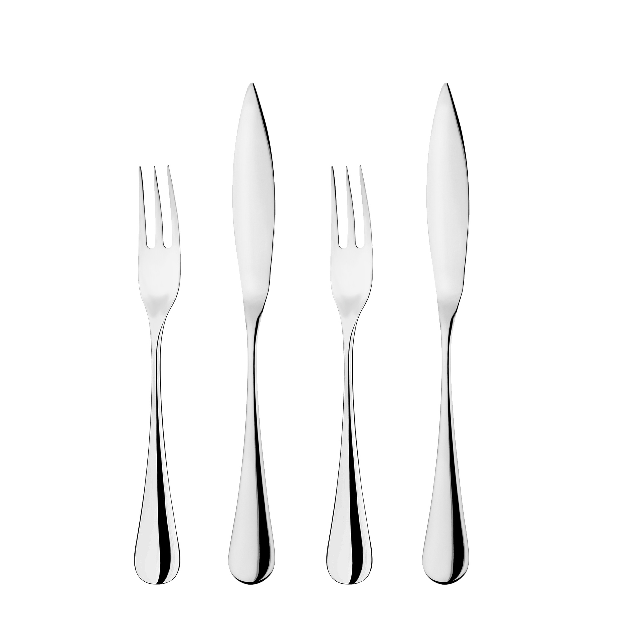 Royal Oak Mirror 2 Pairs Fish Fork & Knife Cutlery Set