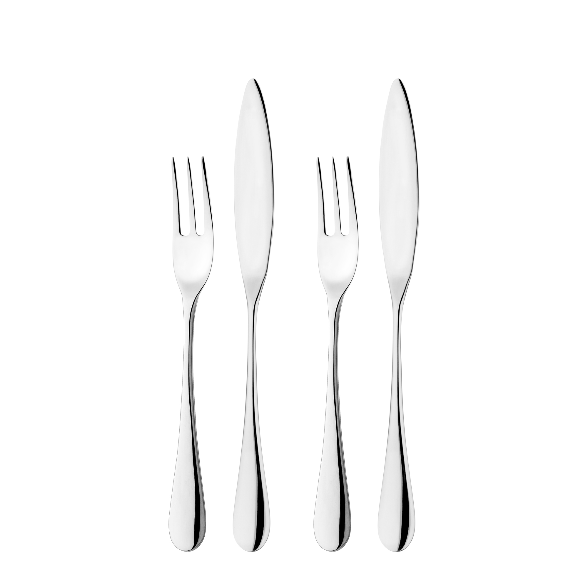 Mulberry Mirror Fish Knife and Fork 2 Pairs Cutlery Set