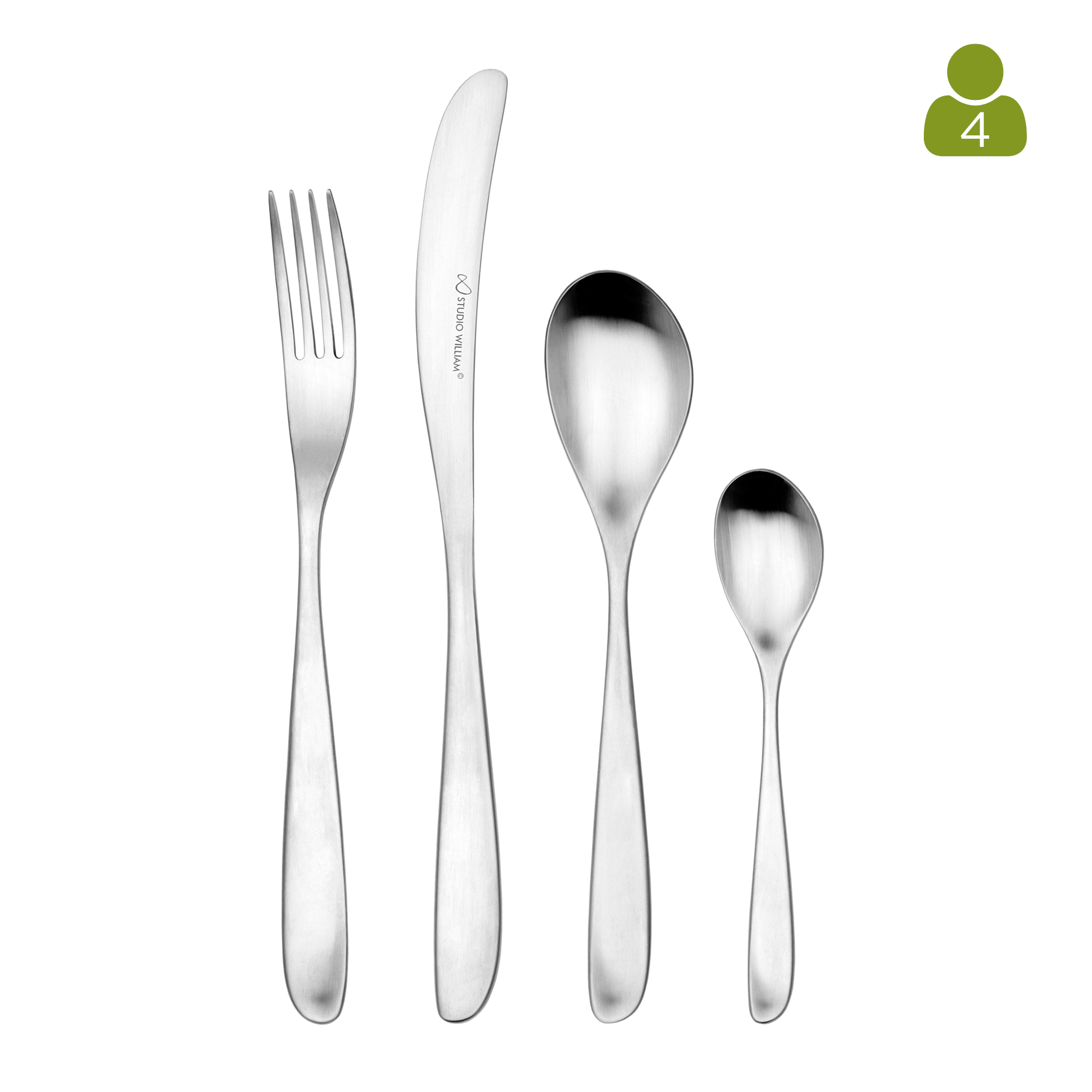 Olive Satin 16 Piece Cutlery Set