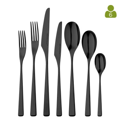 Tilia Black Mirror 42 Piece Cutlery Set