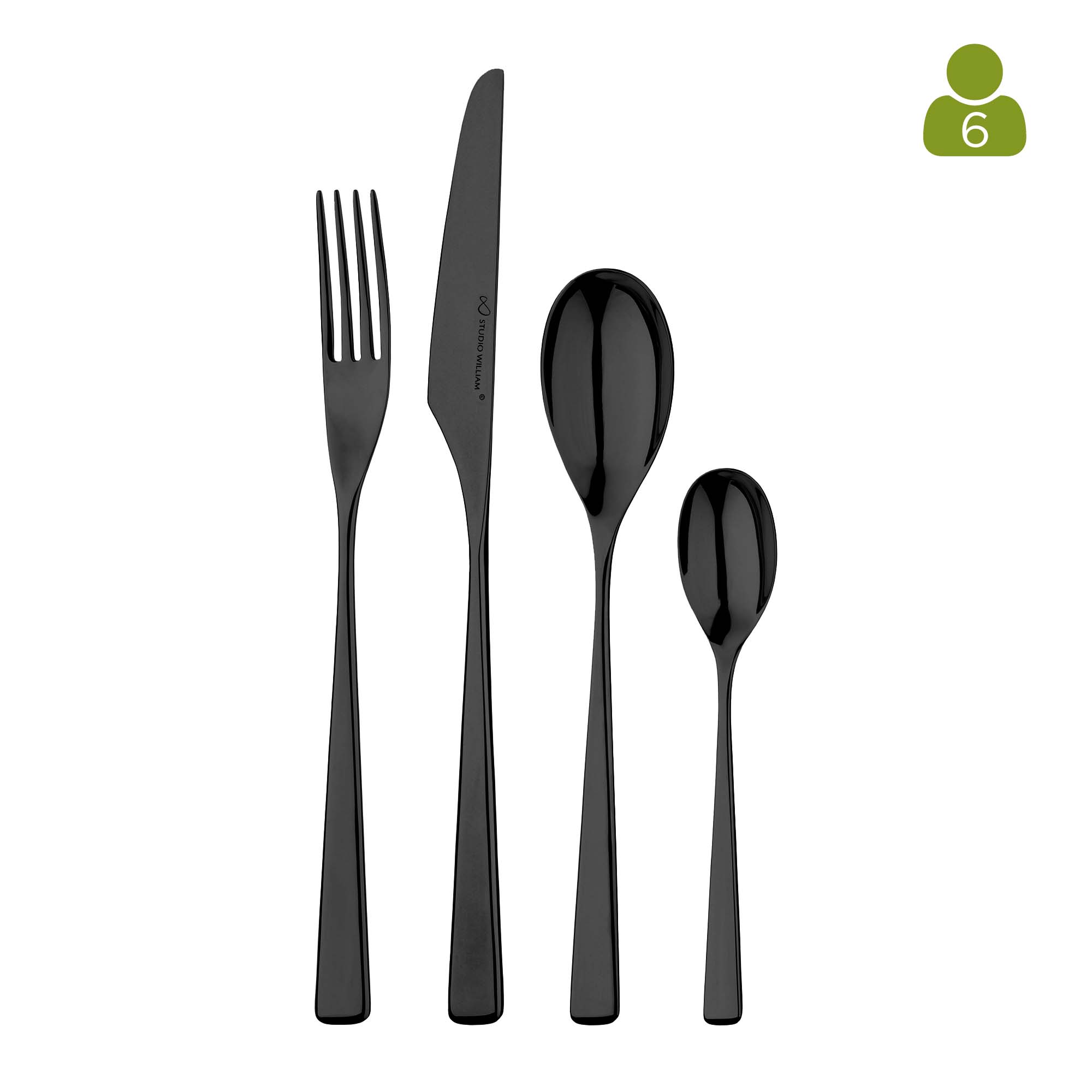 Tilia Black Mirror 24 Piece Cutlery Set