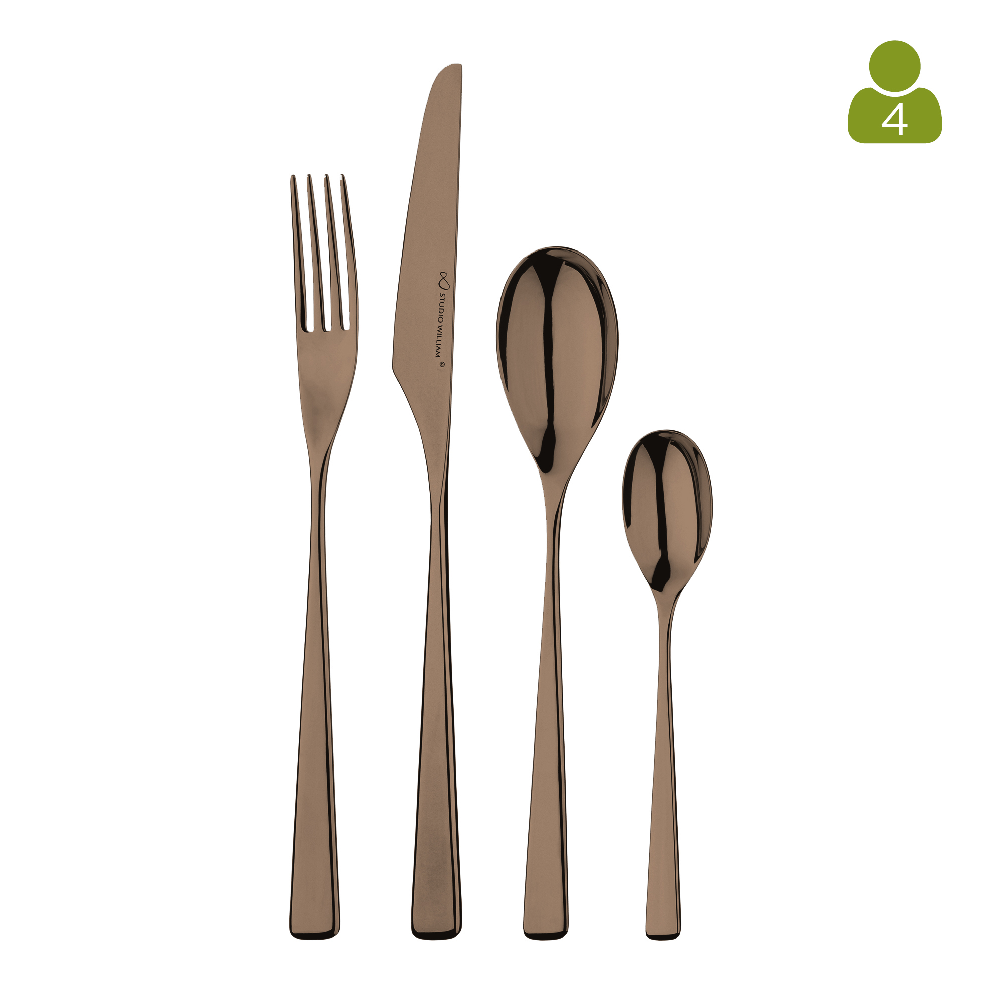 Tilia Chocolate/Bronze Mirror 16 Piece Cutlery Set