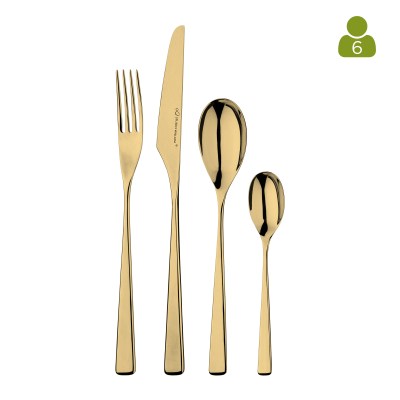 Tilia Gold Mirror 24 Piece Cutlery Set