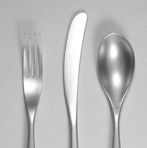 Carved and painted cutlery models